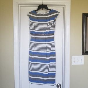 Calvin Klein Striped Belted Sheath Dress